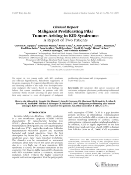 Malignant Proliferating Pilar Tumors Arising in KID Syndrome: a Report of Two Patients