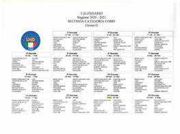 Calendario Prima Squadra Stagione 2020-2021