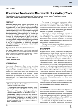 Uncommon True Isolated Macrodontia of a Maxillary Tooth
