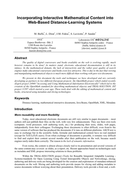 Incorporating Interactive Mathematical Content Into Web-Based Distance-Learning Systems