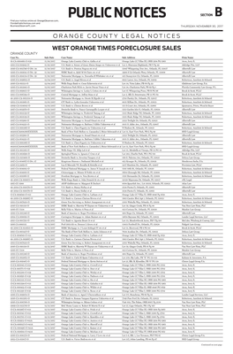 PUBLIC NOTICES SECTION B Find Your Notices Online At: Orangeobserver.Com, Floridapublicnotices.Com and Businessobserverfl.Com THURSDAY, NOVEMBER 30, 2017