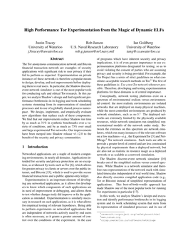 High Performance Tor Experimentation from the Magic of Dynamic Elfs