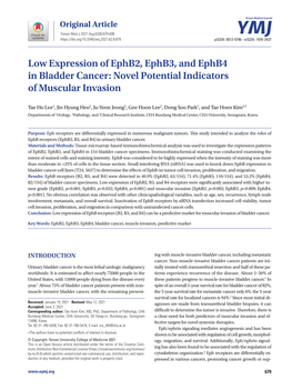 Low Expression of Ephb2, Ephb3, and Ephb4 in Bladder Cancer: Novel Potential Indicators of Muscular Invasion