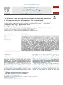 Can Bos Indicus Cattle Breeds Be Discriminated by Differences in the Changes of Their Sweat Gland Traits Across Summer and Winter Seasons?