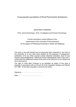 Young People's Perceptions of Novel Psychoactive Substances