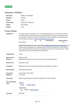 Datasheet: VPA00527 Product Details