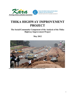THIKA HIGHWAY IMPROVEMENT PROJECT the Social/Community Component of the Analysis of the Thika Highway Improvement Project