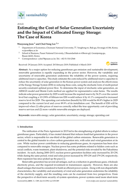 Estimating the Cost of Solar Generation Uncertainty and the Impact of Collocated Energy Storage: the Case of Korea