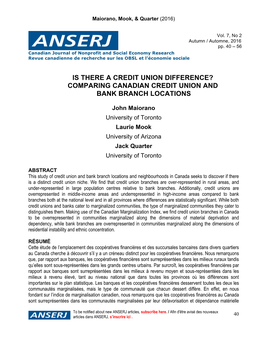 Comparing Canadian Credit Union and Bank Branch Locations