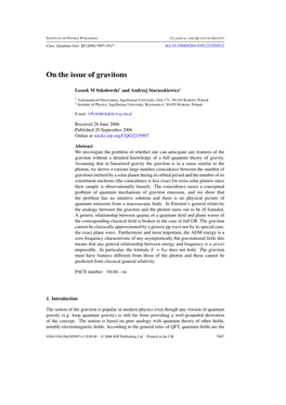 On the Issue of Gravitons