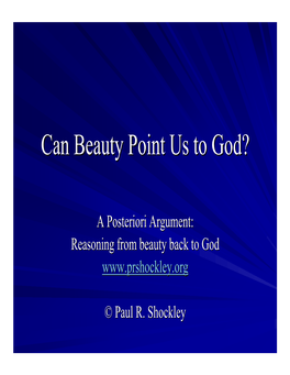 Can Beauty Point Us to God?