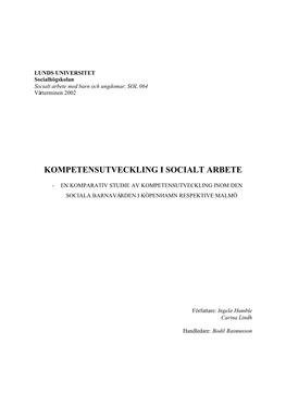 Kompetensutveckling I Socialt Arbete