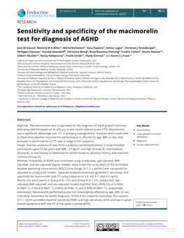 Sensitivity and Specificity of the Macimorelin Test for Diagnosis of AGHD