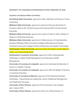 Grambling State University: Approval to Offer a Bachelor of Science in Cloud Computing