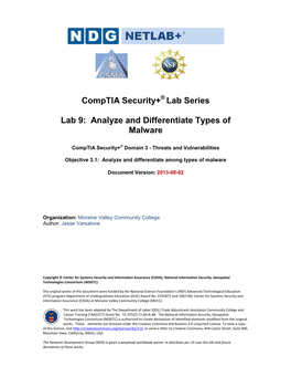 Lab 9: Analyze and Differentiate Types of Malware