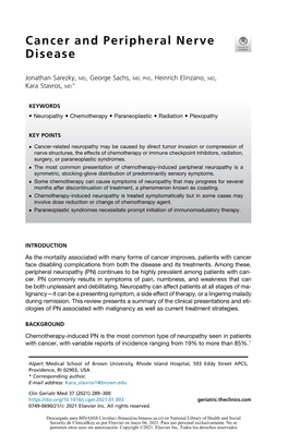 Cancer and Peripheral Nerve Disease