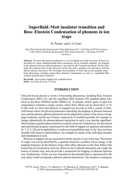 Superfluid–Mott Insulator Transition and Bose–Einstein Condensation