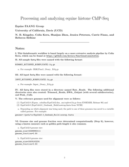 Processing and Analyzing Equine Histone Chip-Seq