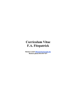 Curriculum Vitae FA Fitzpatrick