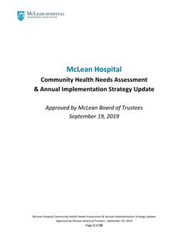 Community Health Needs Assessment & Annual Implementation Strategy Update 2019