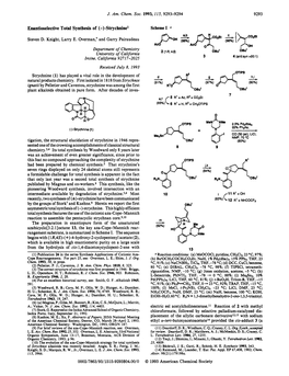 Enantioselective Total Synthesis of (-)-Strychnine1 Scheme1