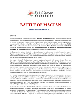 BATTLE of MACTAN Danilo Madrid Gerona, Ph.D