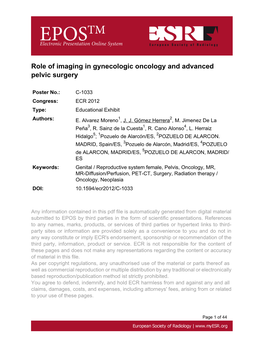 Role of Imaging in Gynecologic Oncology and Advanced Pelvic Surgery