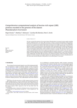 Comprehensive Computational Analysis of Leucine-Rich Repeat (LRR) Proteins Encoded in the Genome of the Diatom Phaeodactylum Tricornutum