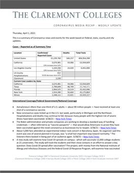 Coronavirus Media Recap - Weekly Update