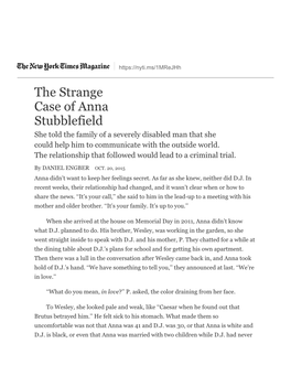 The Strange Case of Anna Stubblefield She Told the Family of a Severely Disabled Man That She Could Help Him to Communicate with the Outside World