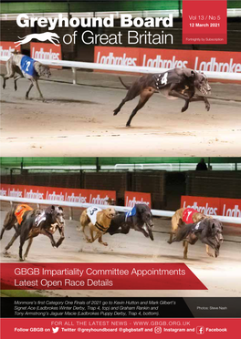 GBGB Impartiality Committee Appointments Latest Open Race Details