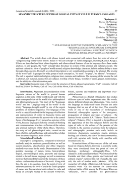 2020 37 Semantic Structure of Phrase Logical Units of Cult in Turkic Languages