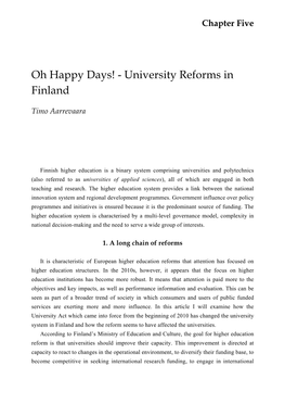 Oh Happy Days! - University Reforms in Finland