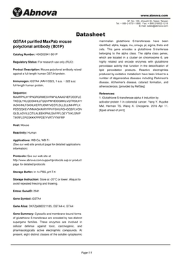 GSTA4 Purified Maxpab Mouse Polyclonal Antibody (B01P)