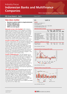 Indonesian Banks and Multifinance Companies Refer to Important Disclosures at the End of This Report