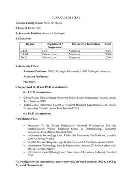 CV- Mete Tevetoğlu