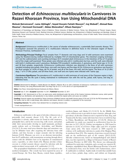 Detection of Echinococcus Multilocularis in Carnivores in Razavi Khorasan Province, Iran Using Mitochondrial DNA