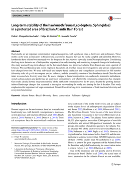 Long-Term Stability of the Hawkmoth Fauna (Lepidoptera, Sphingidae) in a Protected Area of Brazilian Atlantic Rain Forest