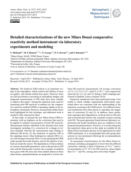 Detailed Characterizations of the New Mines Douai Comparative Reactivity Method Instrument Via Laboratory Experiments and Modeling