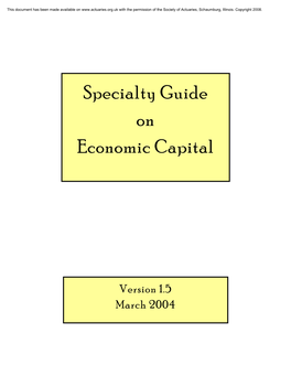 Specialty Guide on Economic Capital