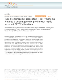 Type II Enteropathy-Associated T-Cell Lymphoma Features a Unique Genomic Profile with Highly Recurrent SETD2 Alterations