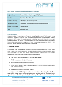 Case Study - Roosevelt Island Tidal Energy (RITE) Project