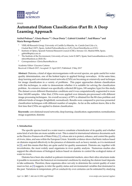 Automated Diatom Classification (Part B): a Deep Learning Approach