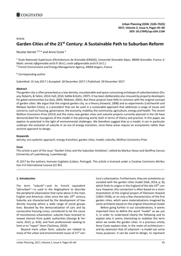 Garden Cities of the 21St Century: a Sustainable Path to Suburban Reform