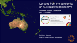 Lessons from the Pandemic: an Australasian Perspective