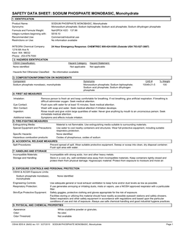 SODIUM PHOSPHATE MONOBASIC, Monohydrate