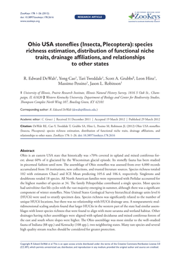 Ohio USA Stoneflies (Insecta, Plecoptera): Species Richness