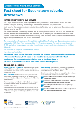 Fact Sheet for Queenstown Suburbs Arrowtown