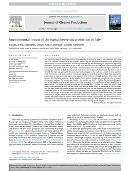 Environmental Impact of the Typical Heavy Pig Production in Italy