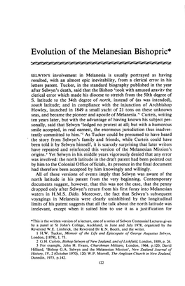 Evolution of the Melanesian Bishopric*